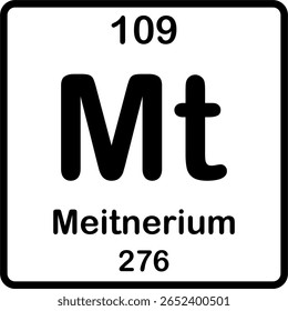 Elemento individual na tabela periódica. Mt ou meitnerium.