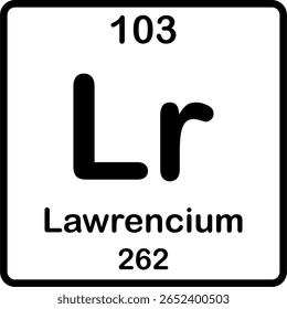Elemento individual na tabela periódica. Lr ou lawrencium.