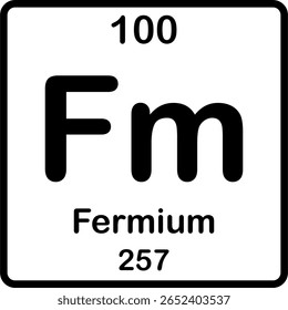 Elemento individual na tabela periódica. Fm ou férmio.