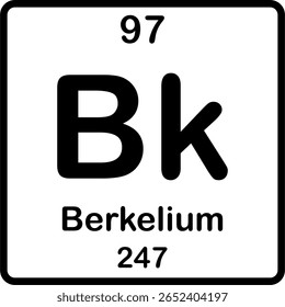 Elemento individual na tabela periódica. Bk ou berquélio.