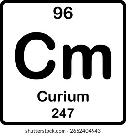 Elemento individual na tabela periódica. Cm ou curium.