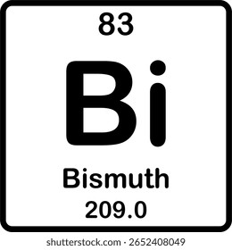 Elemento individual na tabela periódica. Bi ou bismuto.