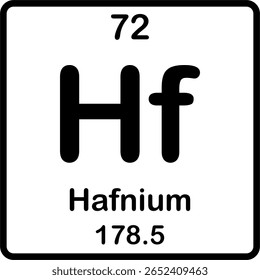 Elemento individual na tabela periódica. Hf ou háfnio.