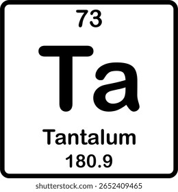 Elemento individual na tabela periódica. Ta ou tântalo.