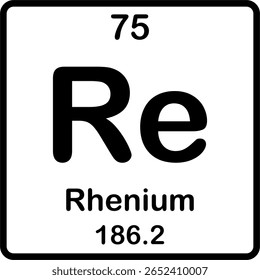 Elemento individual na tabela periódica. Re ou rênio.