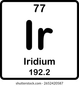 Elemento individual na tabela periódica. Ir ou irídio.