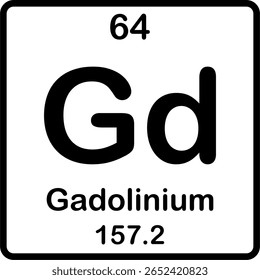 Elemento individual na tabela periódica. Gd ou gadolínio.
