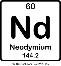 Elemento individual na tabela periódica. Nd ou neodímio.