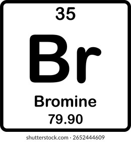 Elemento individual na tabela periódica. Br ou bromo.