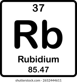 Elemento individual na tabela periódica. Rb ou rubídio.