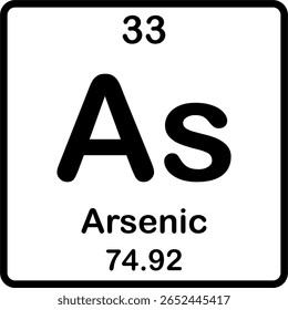 Elemento individual na tabela periódica. Como ou arsênico.