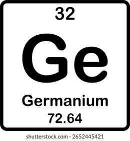 Elemento individual na tabela periódica. Ge ou Germânio.