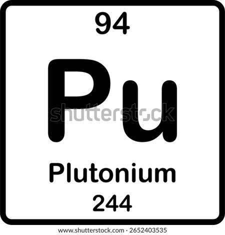 Individual element on periodic table. Pu or plutonium.