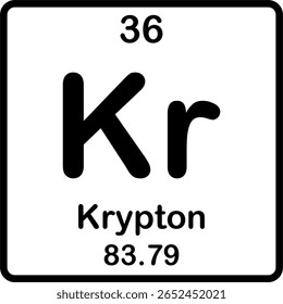 Elemento individual da tabela periódica. Kr ou krypton.
