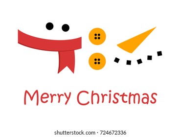 Individual elements of a snowman arranged on a greeting card with a Merry Christmas message