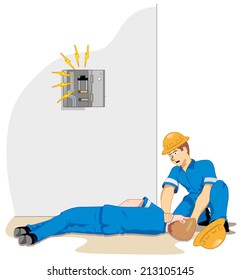 Individual employee being electrocuted and fainting 3