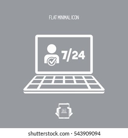 Individual full time services 7/24 - Vector flat icon