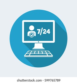 Individual full time services 7/24 - Vector flat icon