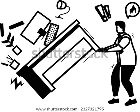 Individual going through a severe emotional crisis, exhibiting erratic behavior by throwing furniture and screaming vector icon design,Mood and feeling symbol, Emotional Characters sign, Social issue