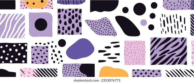 Individual Handdrawn Geometric Patterns, Colorful, Handdrawn PNG and Vector, in the Style of Light Violet and Dark Black, Eccentric Pop Art, Minimalist Canvases, Expressionist Color Fields