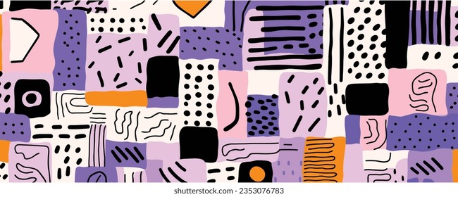 Individual Handdrawn Geometric Patterns, Colorful, Handdrawn PNG and Vector, in the Style of Light Violet and Dark Black, Eccentric Pop Art, Minimalist Canvases, Expressionist Color Fields