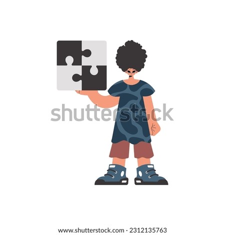 The individual is holding a flabbergast. Collect work subject. Pulled back. Trendy style, Vector Illustration Stock foto © 