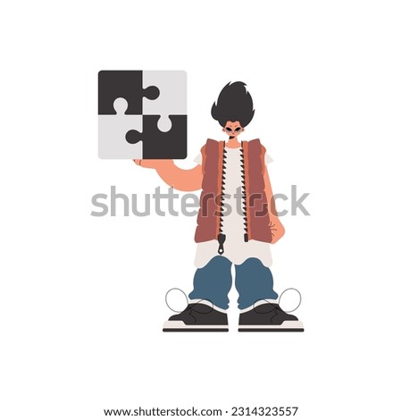 The individual is holding a flabbergast. Collect work subject. Pulled back. Trendy style, Vector Illustration Stock foto © 