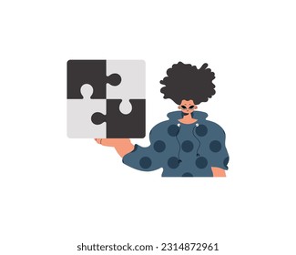 The individual is holding a stagger. Collect work subject. Pulled back. Trendy style, Vector Illustration