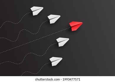 Individual leader paper plane lead other. Business and leadership concept. Vector illustration