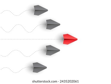 Individual leader paper plane lead other. Business and leadership concept. Vector illustration