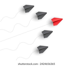 Individual leader plane lead other. Business and leadership concept. Vector illustration