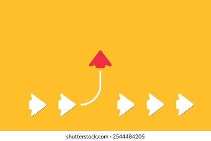 Individual and leader red arrow changing direction.
the idea of ​​individuality and thinking differently.