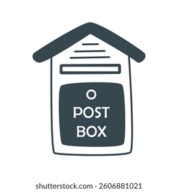 Individual mailbox doodle sketch style. Wall box for letters and correspondence clip art. Black outline illustration postbox, vector graphics
