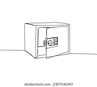 Individual, personal safe, Small Safe for Home, protection, security one line art. Continuous line drawing of bank, money, finance, financial, payment, data, savings, economic, wealth, credit