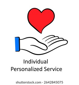 Ícones de presente de serviço personalizado individual que representam cuidados personalizados