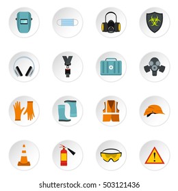 Individual protection icons set. Flat illustration of 16 individual protection vector icons for web