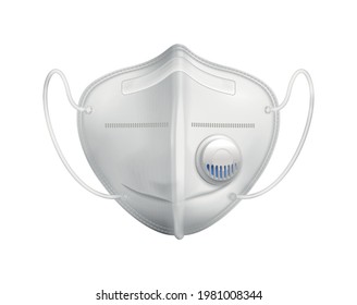 Individual protection respirator realistic icon on white background vector illustration