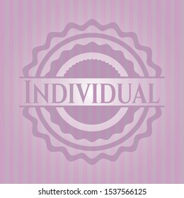 Individual realistic pink emblem. Vector Illustration. Detailed.