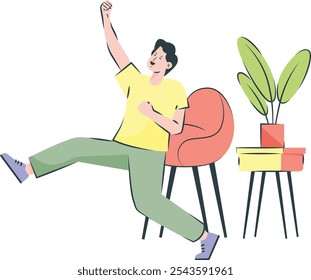 An Individual Reclines Back With A Content Expression, Showing Satisfaction.