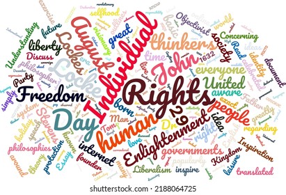 Individual Rights Day 29 August Word Cloud In Vector Art Creative Colourful White Back Ground