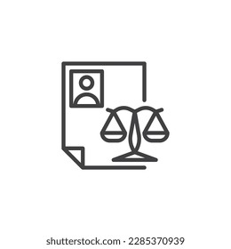 Individual rights line icon. Document and libra linear style sign for mobile concept and web design. Lawful basis outline vector icon. Symbol, logo illustration. Vector graphics