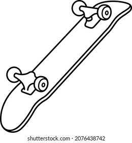 Individual skateboard. Vector outline illustration.