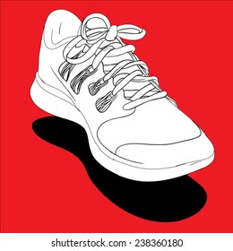 Individual Sneaker - hand drawn. Vector Illustration.