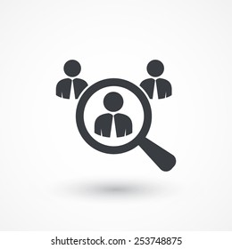 Individual talent icon. Looking For An Employee. Looking For Talent. Search for businessman. Flat icon design. Icon find talent individual, need, want, search human businessman vector