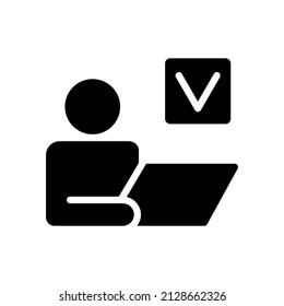 Individual tasks black glyph icon. Productive work management. Complete project. Professional partnership. Silhouette symbol on white space. Solid pictogram. Vector isolated illustration