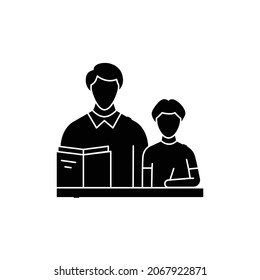 Individual training with tutor сolor line icon. Children learning. Pictogram for web page, mobile app, promo. UI UX GUI design element. Editable stroke.