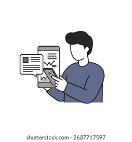 Individual Using Smartphone Remote Work White Background Modern Mobile Office Solution