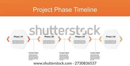 Individual vector shapes showing a 4 step project phase. Each shape can be ungrouped and separated to increase the project steps indefinitely. 