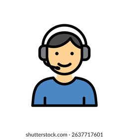 Individual Wearing Headset Video Call White Background Clear Virtual Meeting Audio