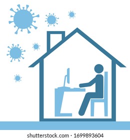 individual working remotely and staying home from COVID-19 vector illustration design